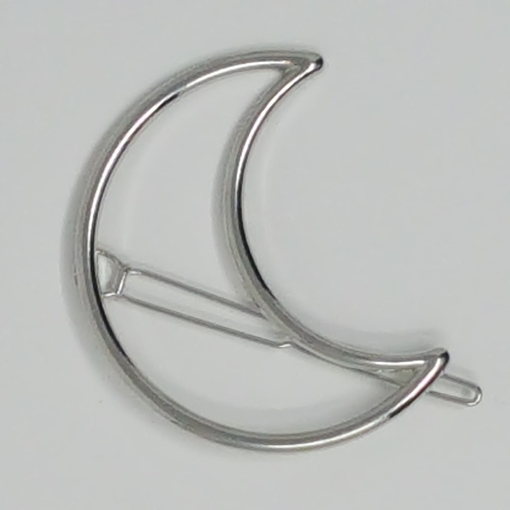1 gold and 1 silver moon shaped metal hair pin